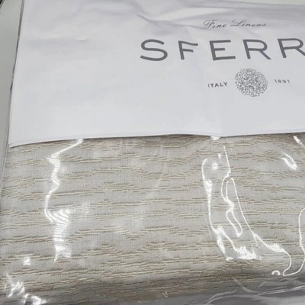 SFERRA Ondate Blanket Cover King Bluefin Two Toned Yarn Dye Weave Long Staple